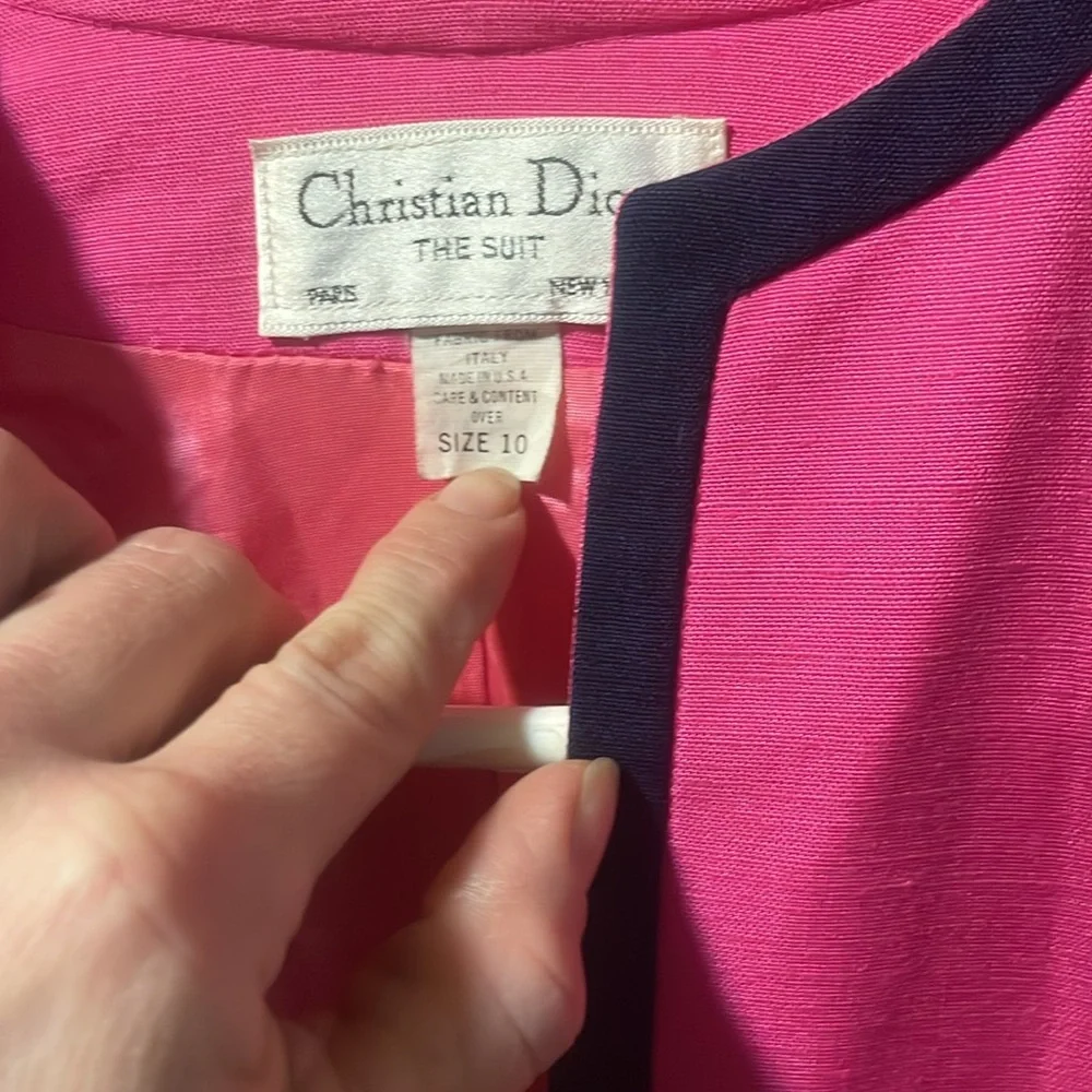Christian Dior, the suit blazer and pink and navy blue size 10